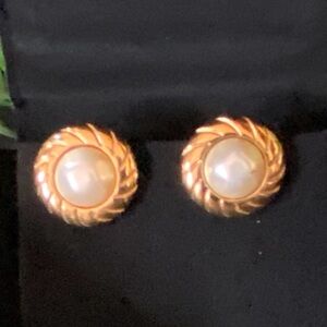 CHANEL Faux Pearl Clip- On Earrings